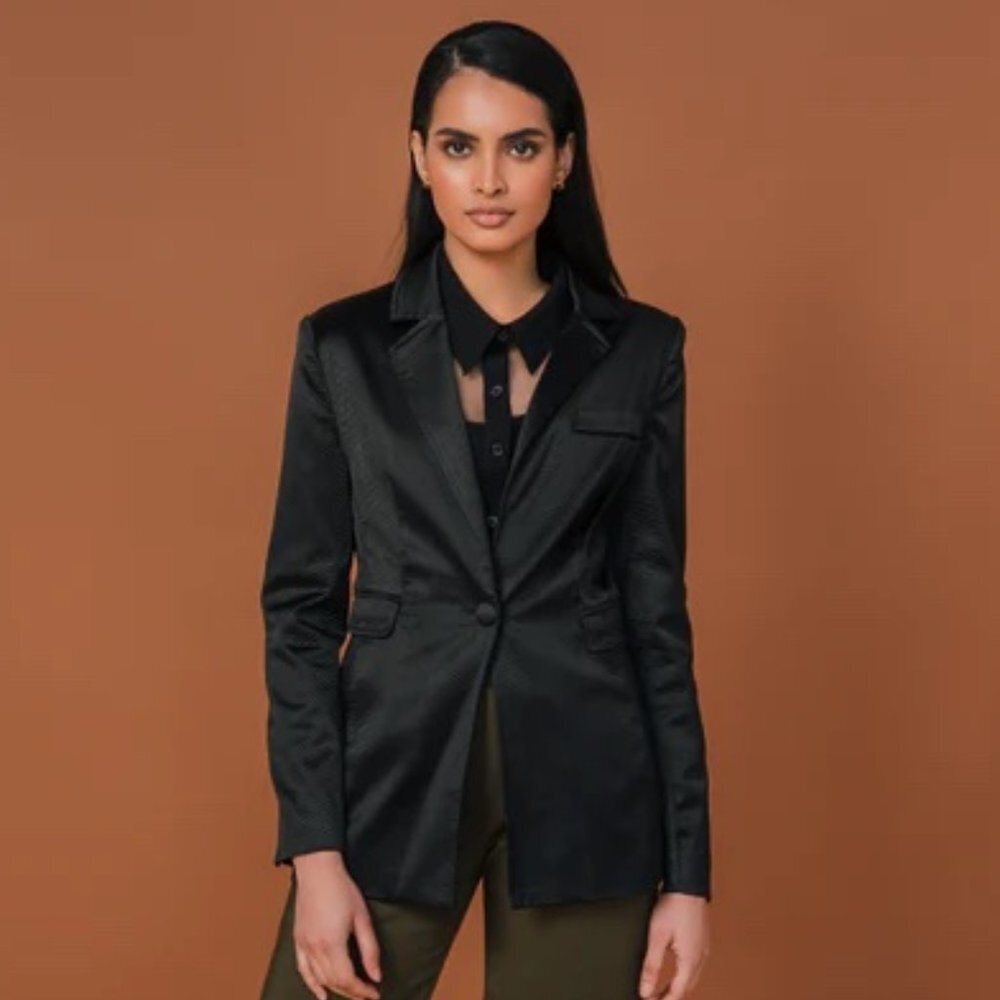 Hilary MacMillan Snakeskin Blazer Black